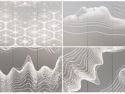 Modern Feature Wall Designs With Geometric Patterns Wavy Lines And Dot Textures 3d model