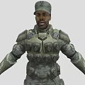 Game And Movie Character In Military Combat Armor With Green Cap And Tactical Gear