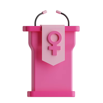 Modern Pink Lecture Desk Business Equipment Pink Microphone Girls Lecture Table Cartoon Pink Lecture Desk 3d model