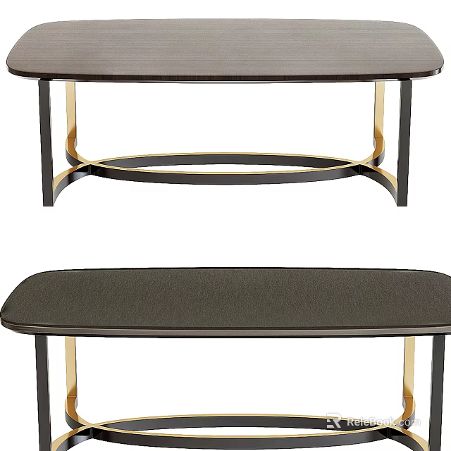 Modern Desk With Gray Surface And Black Gold Legs Stylish Design 3d model 