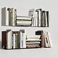 Books And Magazines Arranged On Modern Bookshelf With Stacked Layers And Colorful Covers