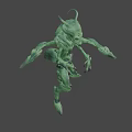 Green Alien Like Fantasy Creature Game Movie Character With Antennae And Claws