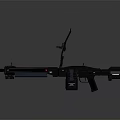 Two Futuristic Modern Weapons With Black Blue Design And Red Accent Details
