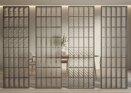 Modern glass brick glass brick partition 3d model