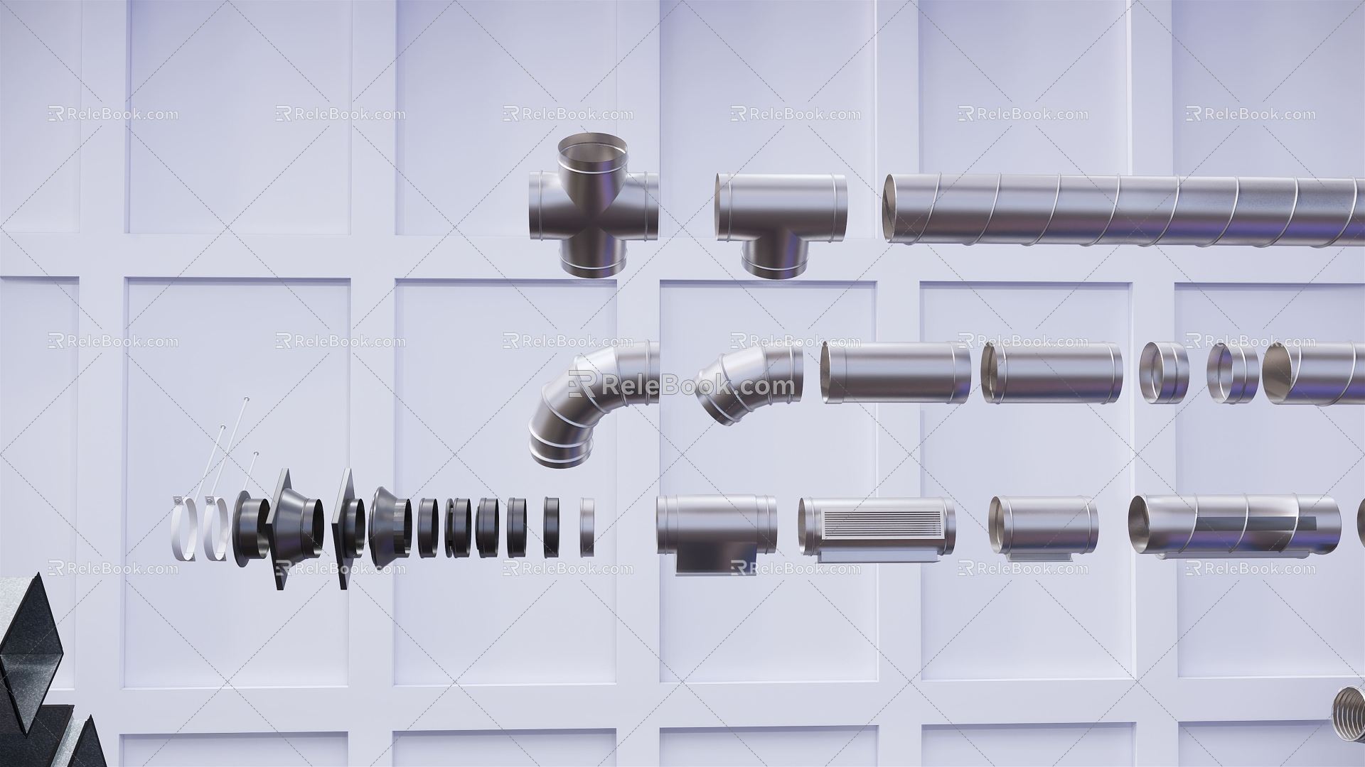 Industrial LOFT Piping Components 3d model