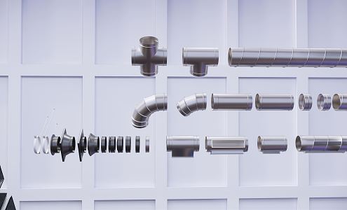 Industrial LOFT Piping Components 3d model