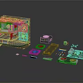 Dark Computer Case With Scattered PC Components Like Fans Motherboard And Graphics Card
