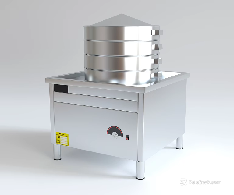 Commercial Canteen Stainless Steel Steamer With Multiple Layers And Stable Stand 3d model 