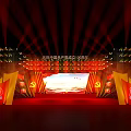 Communist Party of China 100th Anniversary Celebration Stage With Red Yellow Decor And Lighting Effects
