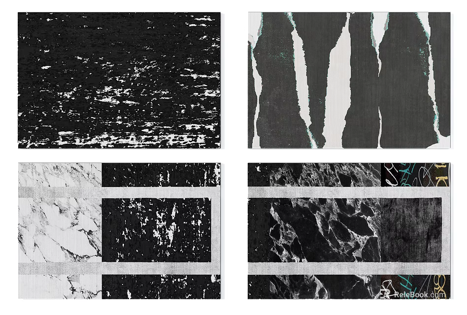 Modern Square Rug Designs With Abstract Patterns Marble Textures And Stripes 3d model