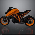 Orange And Black Modern Sporty Motorcycle With Stylish Frame And Wheels