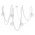 Modern Chandelier with Multiple Spherical Bulbs Hanging on Silver Metal Chains 3d model