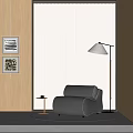 Italian Single Sofa Lazy Sofa Floor Lamp Carpet Leisure Sofa Negotiation Sofa Leather Sofa Picture Carpet 3d model