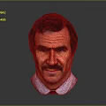 Cartoon Style Male Character Head With Dark Hair Mustache Shirt Tie And Gray Background Reflection