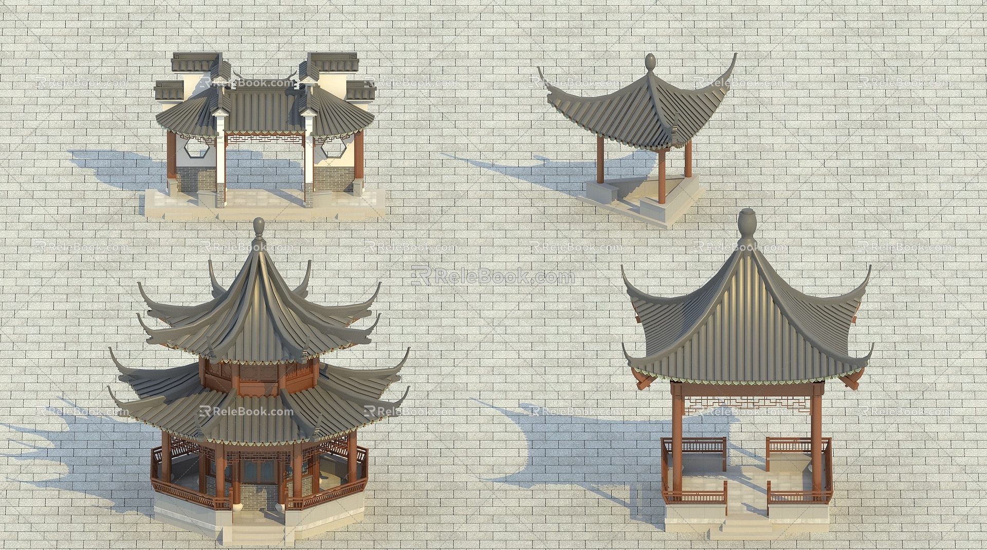 Ancient Architecture Chinese New Chinese Style Corridor Pavilion Pavilion Ancient Architecture Group Fine Model Ancient Architecture Group Commercial Courtyard Landscape 3d model