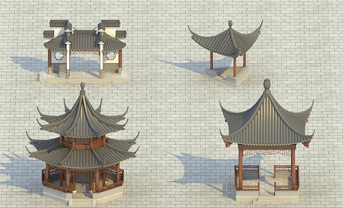 Ancient Architecture Chinese New Chinese Style Corridor Pavilion Ancient Architecture Group Fine Model Ancient Architecture Group Commercial Courtyard Landscape 3d model