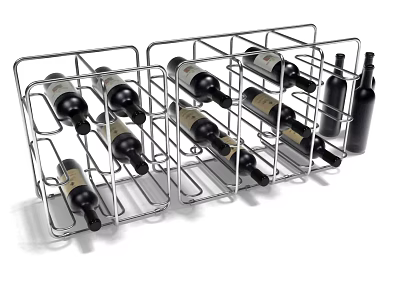 Modern Metal Wine Rack With Multiple Compartments Holding Wine Bottles 3d model