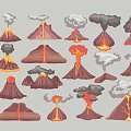 Scene of volcanic eruption smoking magma 3d model