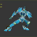Futuristic Blue Robot Game And Movie Character With Mechanical Design And Dynamic Pose