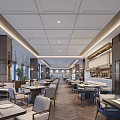 Modern Restaurant Interior With Wooden Decor Hanging Pendant Lights Dining Tables And Warm Lighting