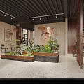 Warm Wooden Cafe Interior With Bar Counter Tables And Pendant Lights
