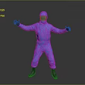 Blue Full Body Protective Suit With Hood Gloves And Black Boots