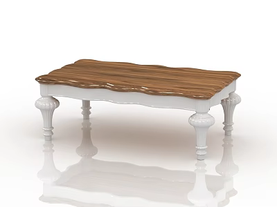 Elegant Modern Coffee Table With Natural Wooden Tabletop And White Curved Legs 3d model