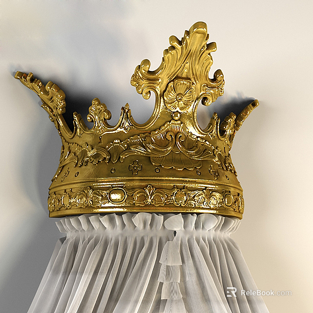 Golden Ornate Capital With Intricate Carved Floral Motifs And Decorative Patterns In Classical Design 3d model 
