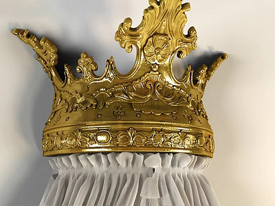 Golden Ornate Capital With Intricate Carved Floral Motifs And Decorative Patterns In Classical Design 3d model