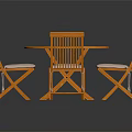 Wooden Round Dining Table Set With Four Chairs And White Cushions