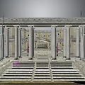 Classical Ancient Temple Building With Marble Statues Ornate Columns Decorative Facade And Grand Steps