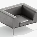 Modern Gray Single Sofa With Leather Upholstery Sleek Design And Metal Legs