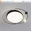 Modern Minimalist Ceiling Light With Black White Rings And Spherical Decorations 3d model