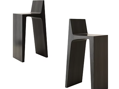 Modern Dark Wooden Bar Stools With Sleek Design For Kitchen Or Bar Area 3d model
