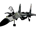 Modern Camouflage Fighter Jet With Red Star Emblem Cockpit and Landing Gear