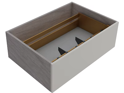 Modern Cabinet Drawer Featuring Light Gray Exterior And Wooden Interior Slides 3d model