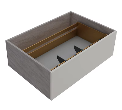 Modern Cabinet Drawer Featuring Light Gray Exterior And Wooden Interior Slides 3d model