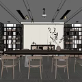 Modern Office Interior Design With Long Table Surrounding Chairs Side Bookshelves And Decorative Plants