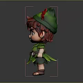 3D Cartoon Elf Character With Red Hair Green Hat And Leaf Costume