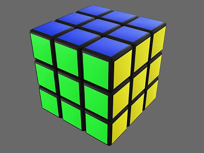 Rubik's Cube Building Blocks with Blue Green Yellow Colored Faces for 3D Puzzle Play 3d model