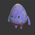 3D Cute Egg Shaped Purple Blue Creature Character With Black Eyes Red Legs