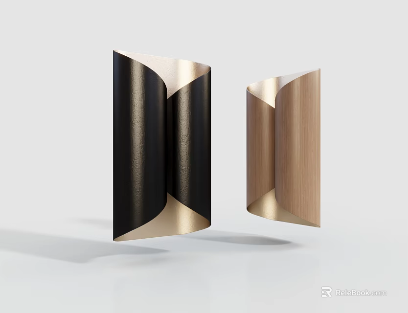 Modern Sleek Wall Lamp With Curved Metal Design And Black Gold Finish For Home Interior 3d model 