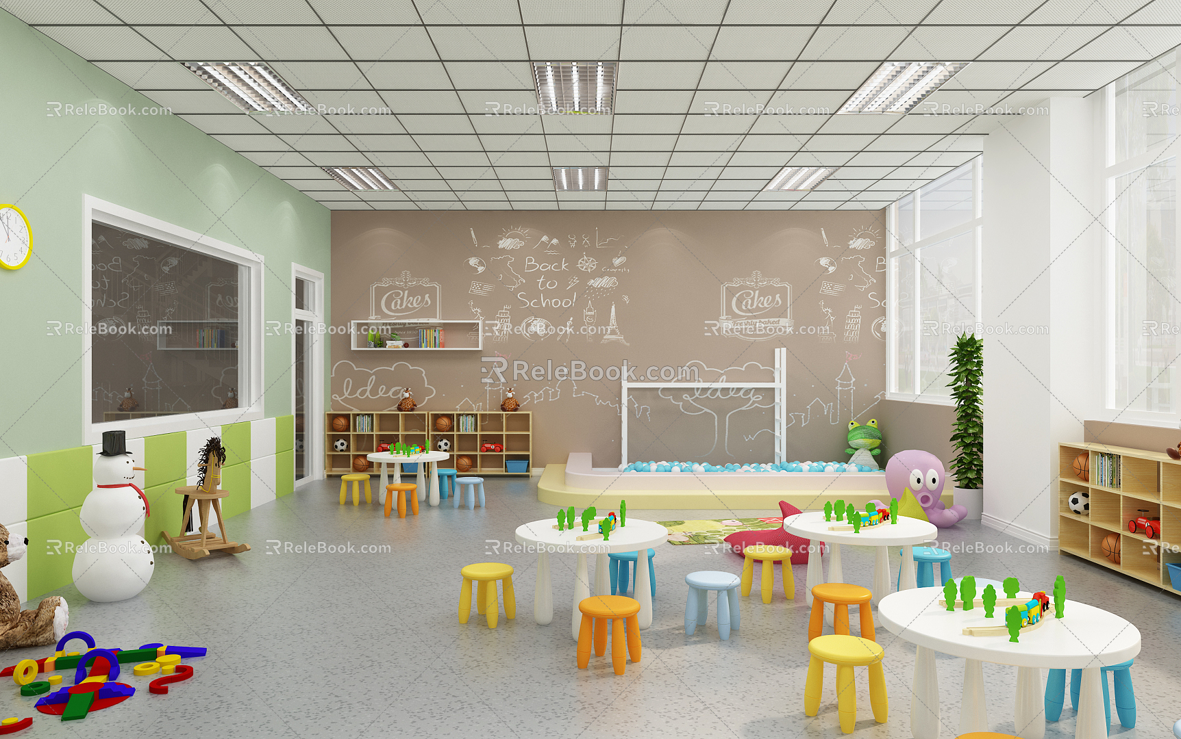 Modern Kindergarten Early Classroom 3d model