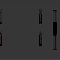 Black Vertical Decorative Pillar Equipment With White Panes Various Heights And Reflections On White Background