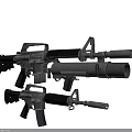 Modern Tactical Weapon Rifle With Grenade Launcher And Modular Metal Parts