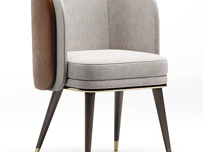 Modern Accent Chair With Gray Upholstery Brown Side Panels And Gold Metal Leg Accents 3d model