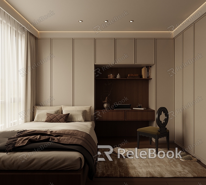 Medieval Bedroom Tatami Bedroom Silent Wind Bedroom Multifunctional Room Children's Room Study Office Room model