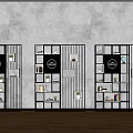 Modern Black Framed Room Dividers With Grid Design Decorative Books And Green Plants