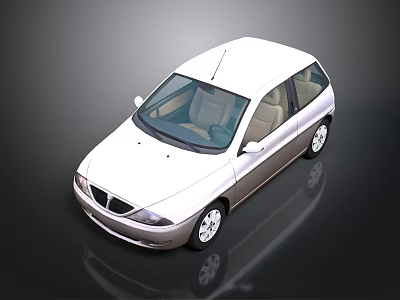 White Hatchback Car With Modern Design Sleek Exterior Silver Wheels And Light Interior 3d model