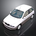 White Hatchback Car With Modern Design Sleek Exterior Silver Wheels And Light Interior